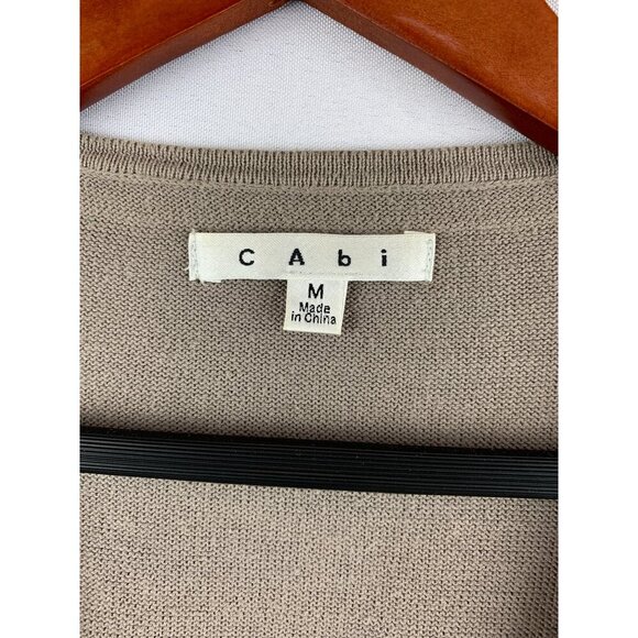 CAbi Womens Cardigan Sweater Size M Military Style Button Front 100% Cotton Beig - Picture 6 of 6